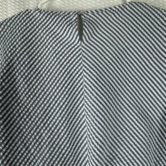 New Directions Womens Blue White Striped Tie-Front 3/4 Sleeve Blouse Medium - Picture 7 of 9